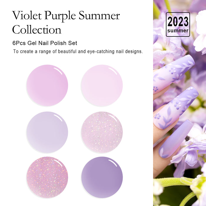 Flash Sale Lavender Bloom Gel Polish Set 6 Colors 7.5ml TPO HEMA Free - 40% OFF Limited Time Sale