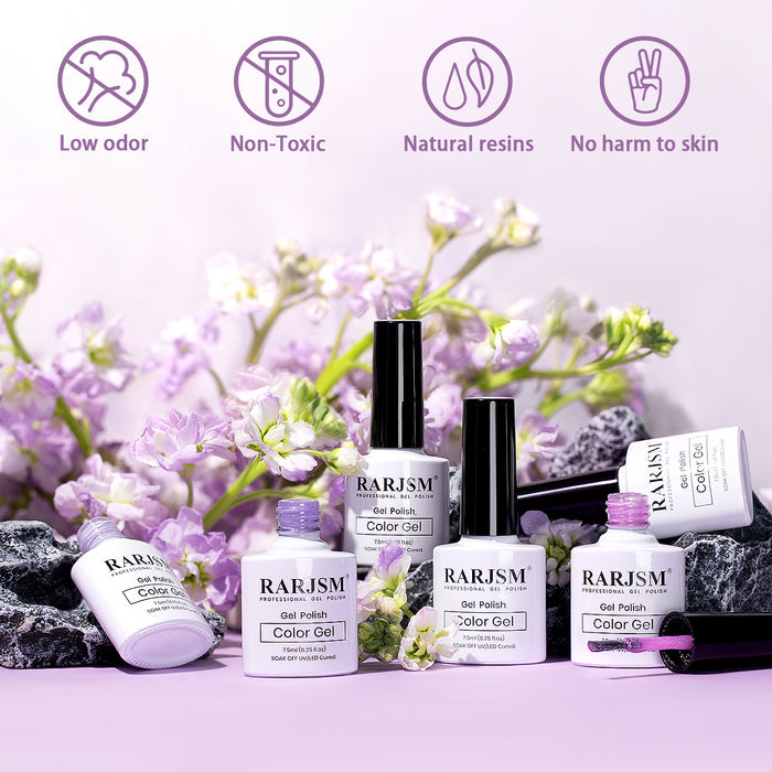 Flash Sale Lavender Bloom Gel Polish Set 6 Colors 7.5ml TPO HEMA Free - 40% OFF Limited Time Sale