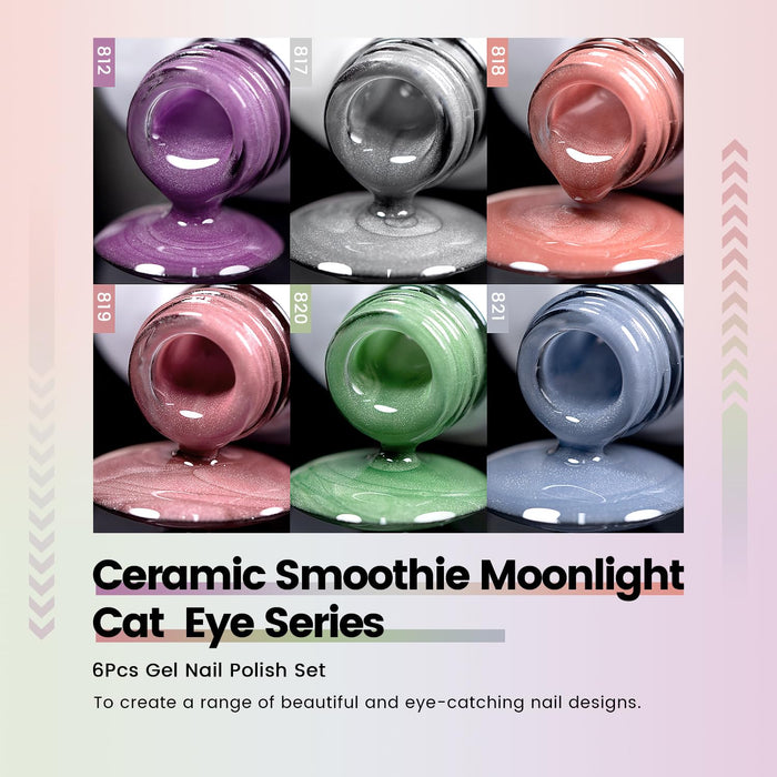 Ceramic smoothie moonlight cat eye series 6 colors gel texture coconut cream strawberry whip peach sorbet matcha mint blueberry frost lavender swirl