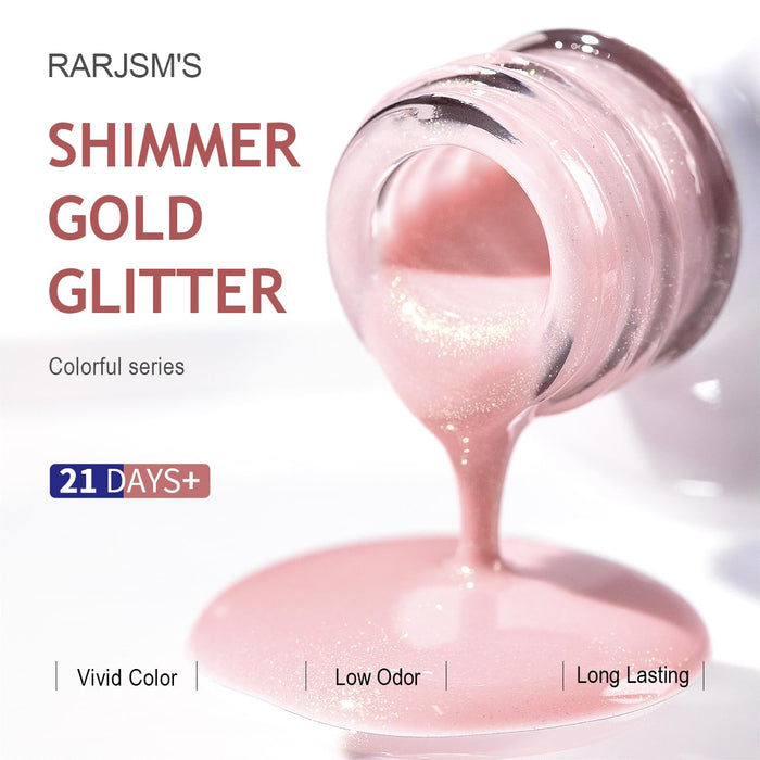 Flash Sale Sparkle Pink Gold Shimmer Gel Nail Polish 15ml RAR609 - 67% OFF Limited Time Sale