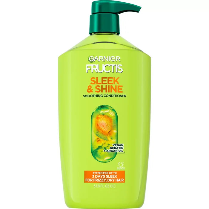 GARNIER Fructis Sleek & Shine Smoothing Conditioner Vegan Keratin + Argan Oil  غارنييه بلسم تنعيم بالكيراتين النباتي وزيت الارغان