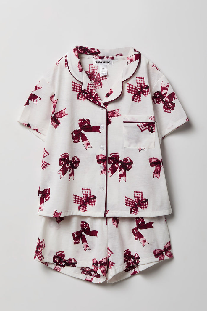 Girls Button-Up Top & Short Pajama Set