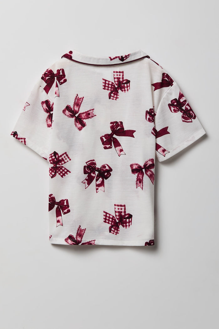 Girls Button-Up Top & Short Pajama Set
