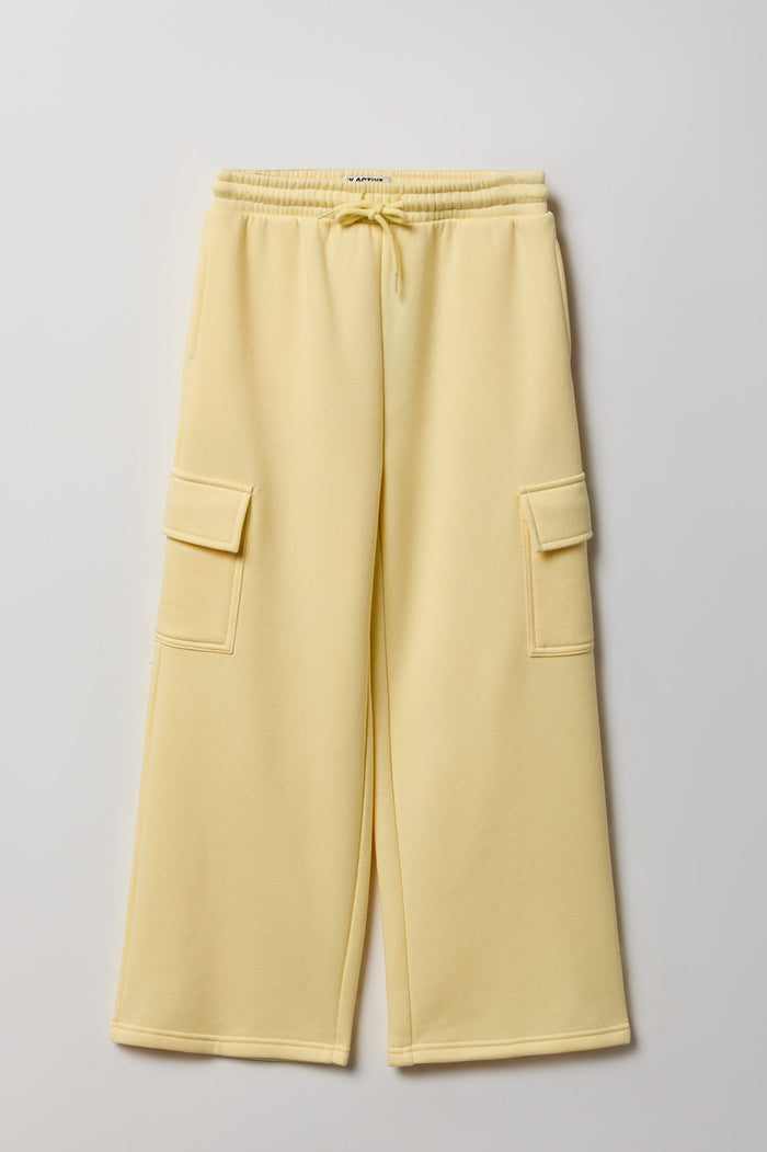 Girls Fleece Wide Leg Cargo Sweatpant