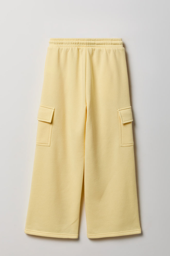 Girls Fleece Wide Leg Cargo Sweatpant