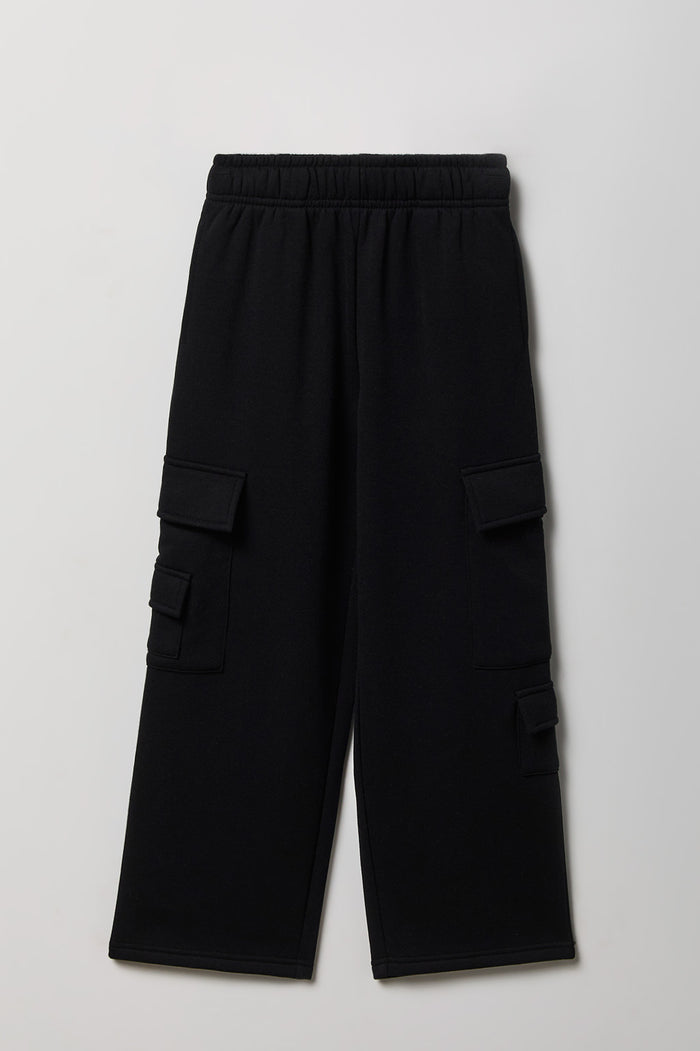Girls Fleece Wide Leg Cargo Sweatpant