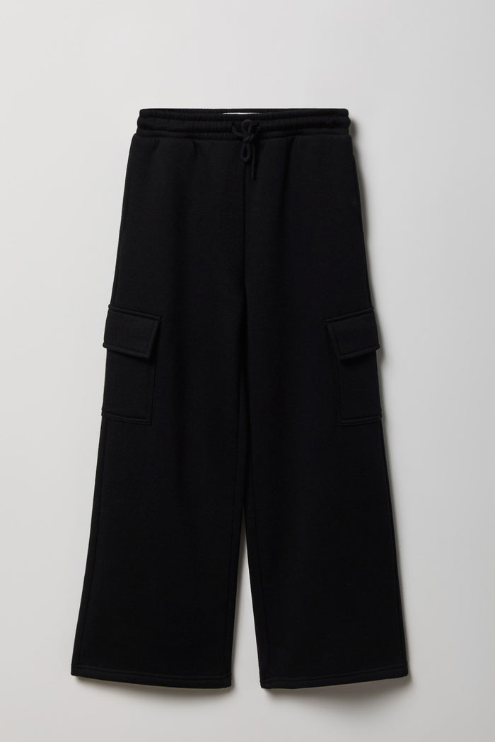 Girls Fleece Wide Leg Cargo Sweatpant