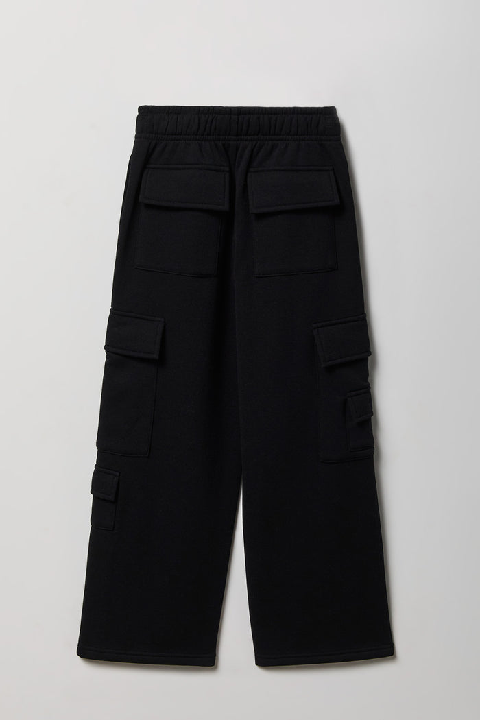 Girls Fleece Wide Leg Cargo Sweatpant