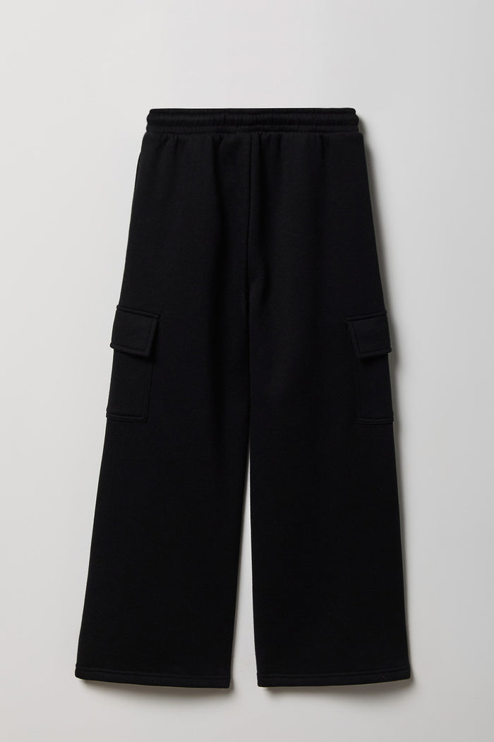 Girls Fleece Wide Leg Cargo Sweatpant