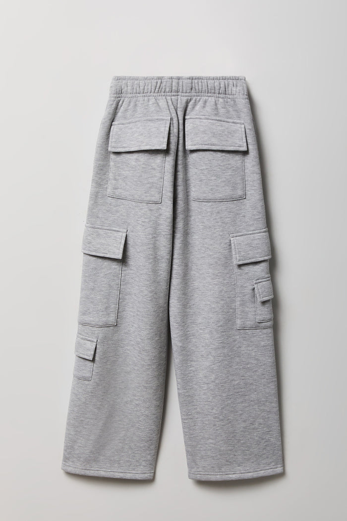Girls Fleece Wide Leg Cargo Sweatpant