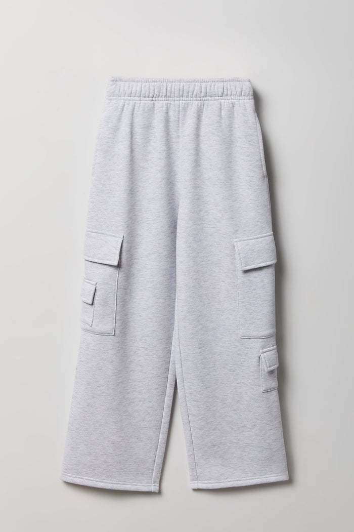 Girls Fleece Wide Leg Cargo Sweatpant
