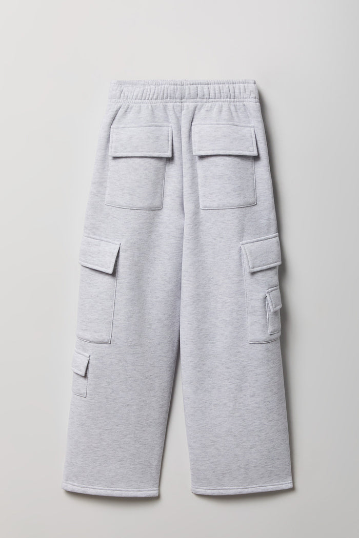 Girls Fleece Wide Leg Cargo Sweatpant
