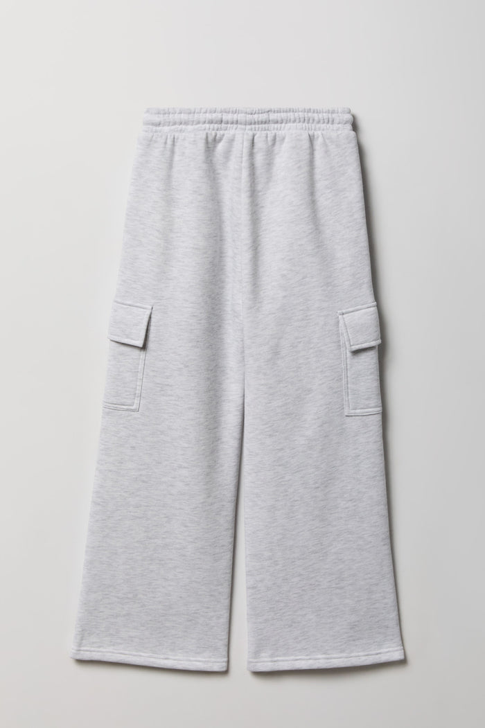 Girls Fleece Wide Leg Cargo Sweatpant