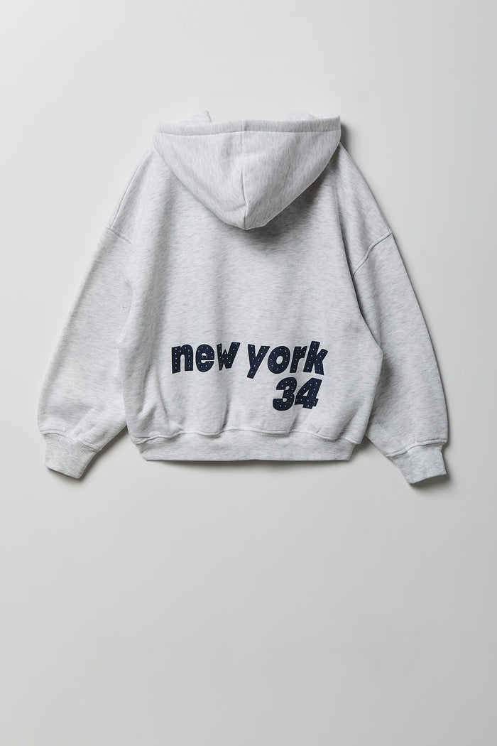 Girls Graphic Boxy Fleece Hoodie