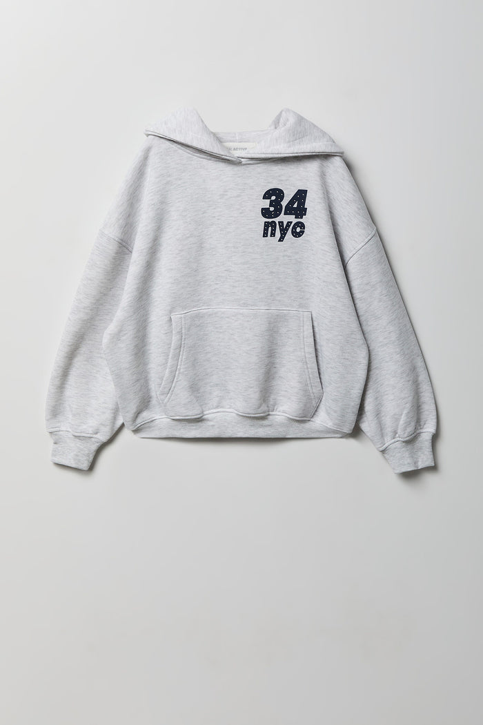 Girls Graphic Boxy Fleece Hoodie