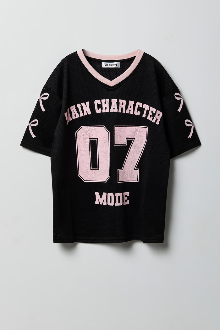 Girls Graphic Mesh Jersey Top