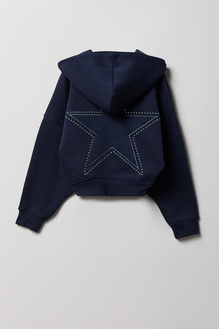 Girls Oversized Fleece Graphic Zip Hoodie