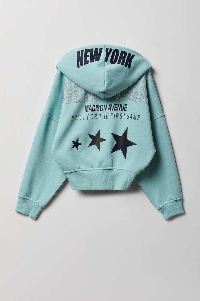 Girls Oversized Fleece Graphic Zip Hoodie