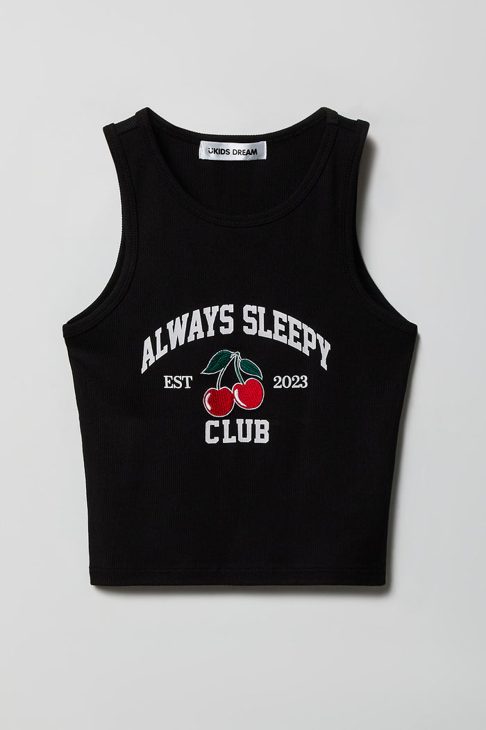 Girls Ribbed Graphic Tank & Pajama Pant Set