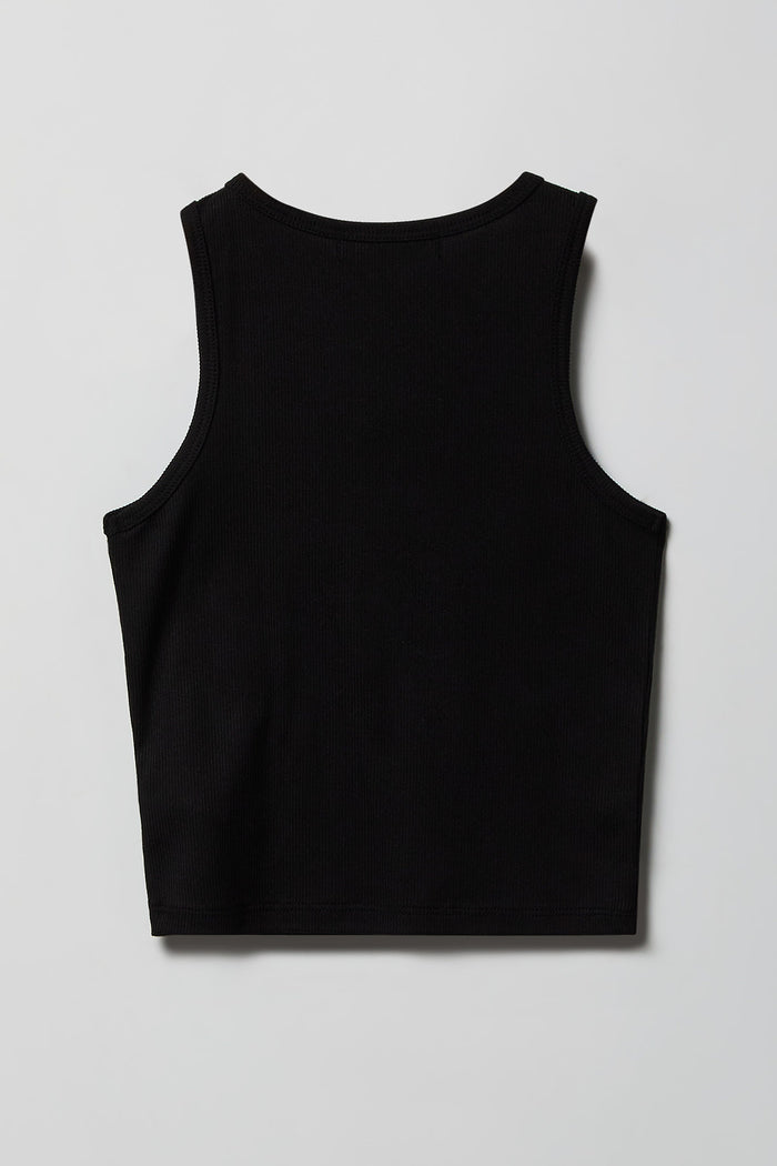 Girls Ribbed Graphic Tank & Pajama Pant Set