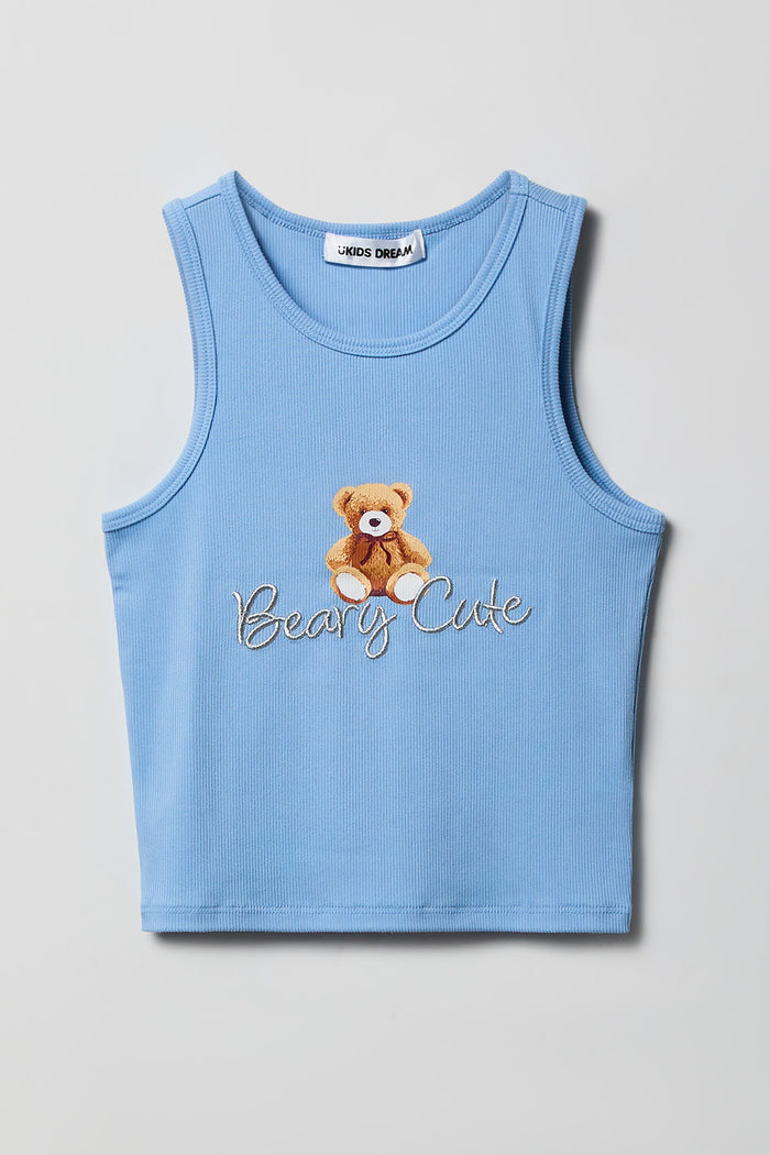 Girls Ribbed Graphic Tank & Pajama Pant Set