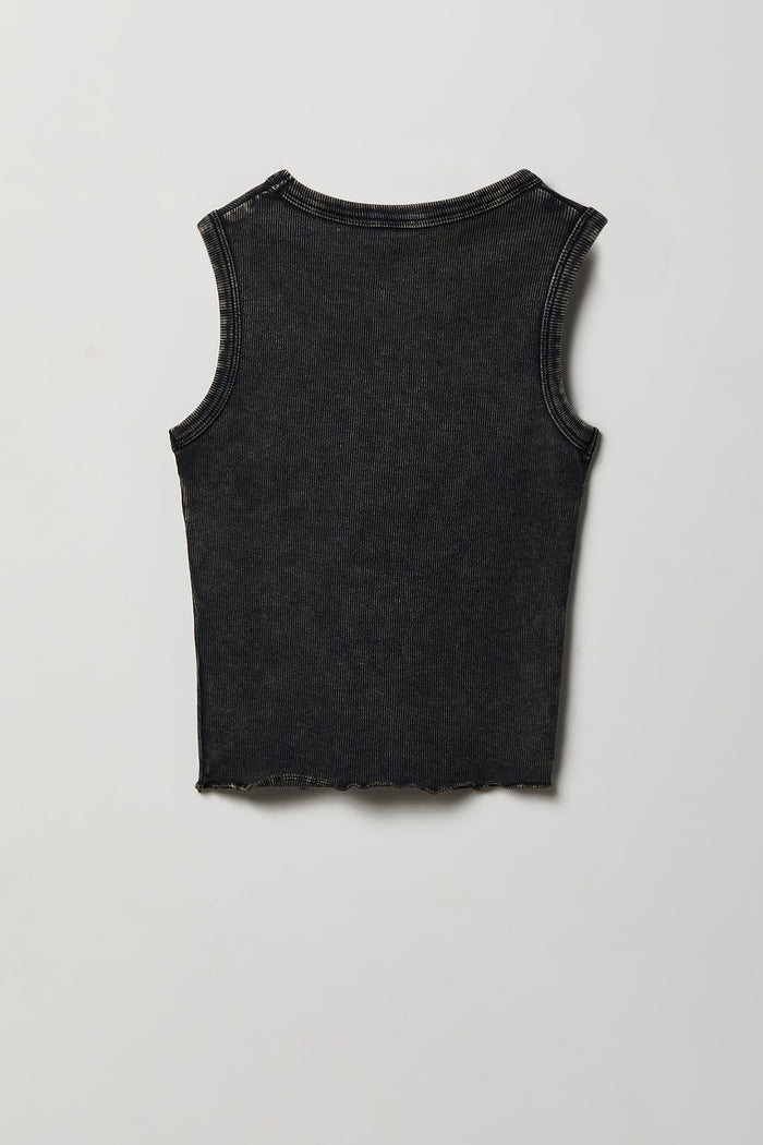 Girls Studded Washed Ribbed Tank