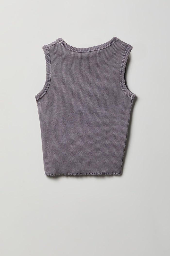 Girls Studded Washed Ribbed Tank