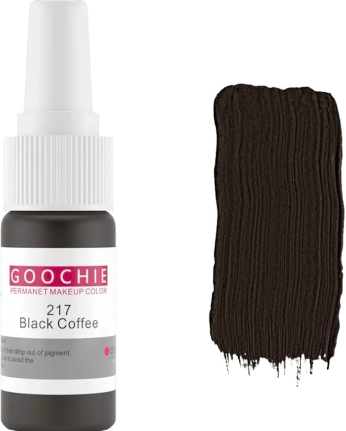Goochie Black Coffee 217 EU Standard Micro Pigment Cosmetic Tattoo Ink | Permanent Makeup Eyebrow Color Pigment Micropigmentation 15ml - SD Cosmetics Care