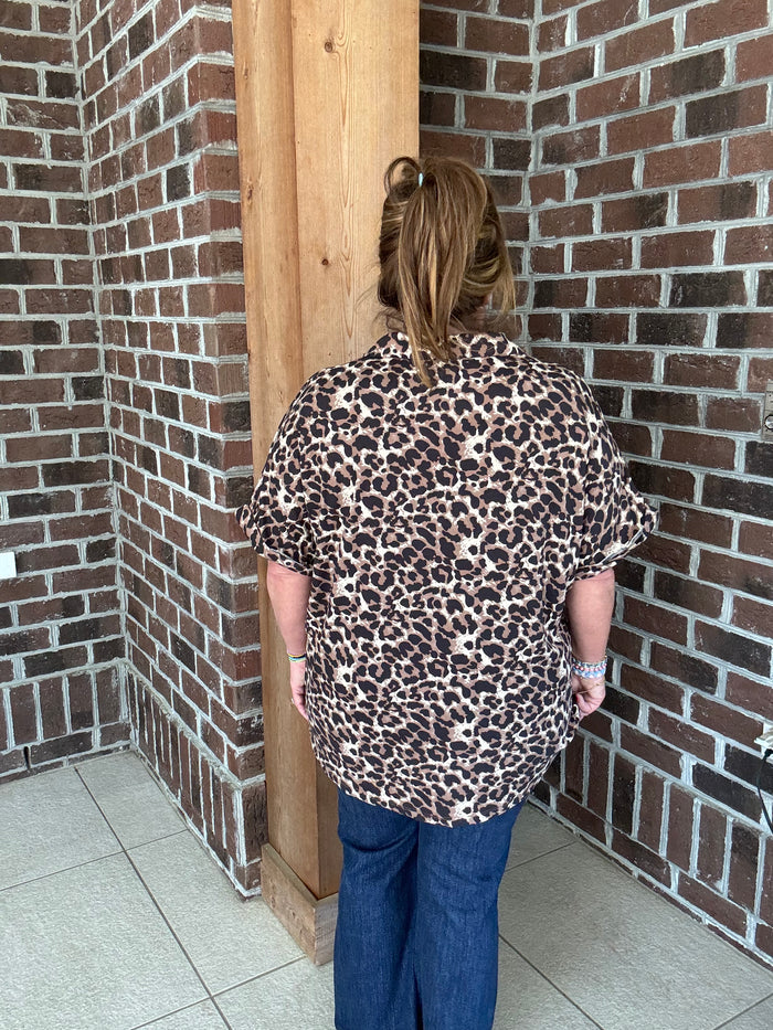 Grace and Emma Leopard V-Neck Top