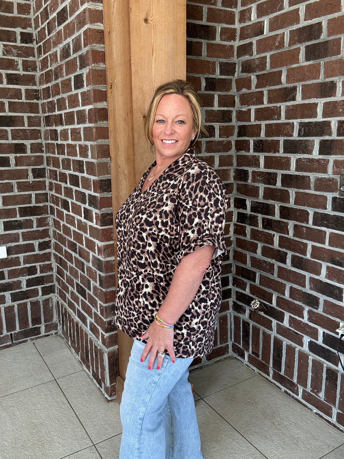 Grace and Emma Leopard V-Neck Top