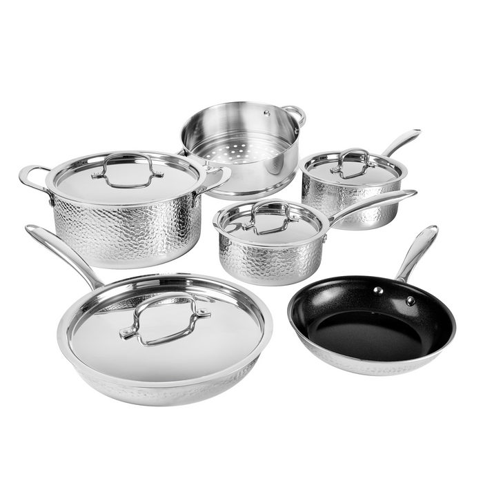 Granitestone 10-Piece Hammered Stainless Steel Pro Series Cookware Set