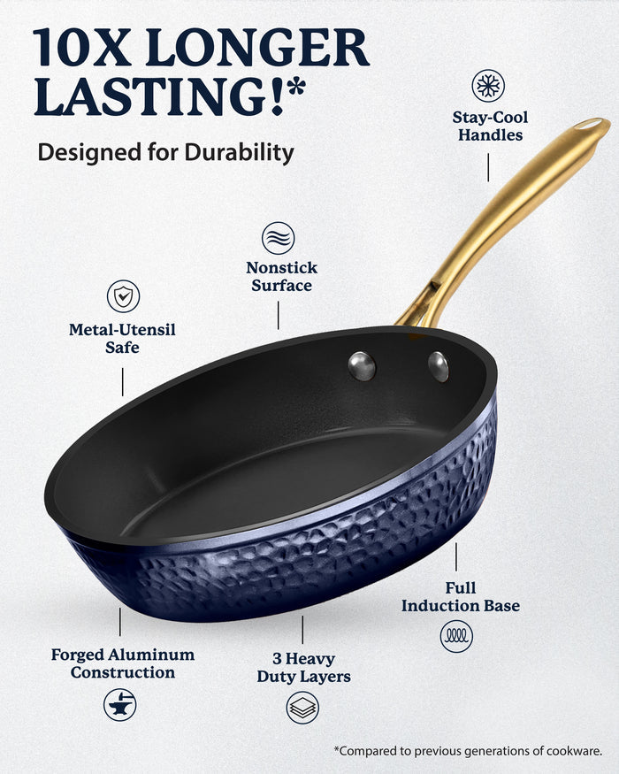 Granitestone Charleston Collection - Hammered Cookware - Pots, Pans, Available in Navy and Black