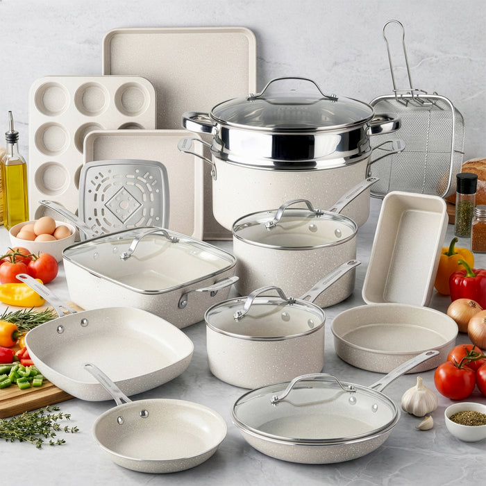 20 Pc Beige Speckle Ceramic (Cookware + Bakeware)