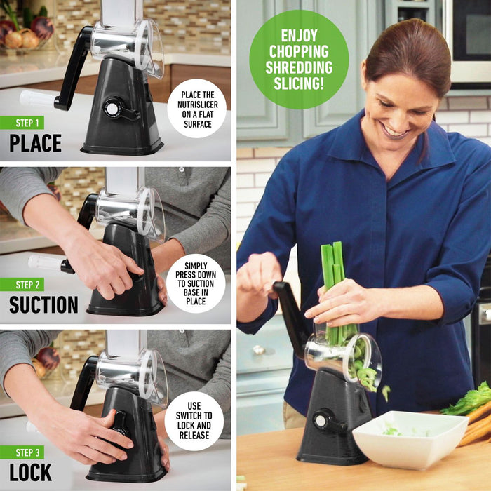 Granitestone Nutrislicer 3-in 1 Kitchen Spinning/Rotating Mandoline