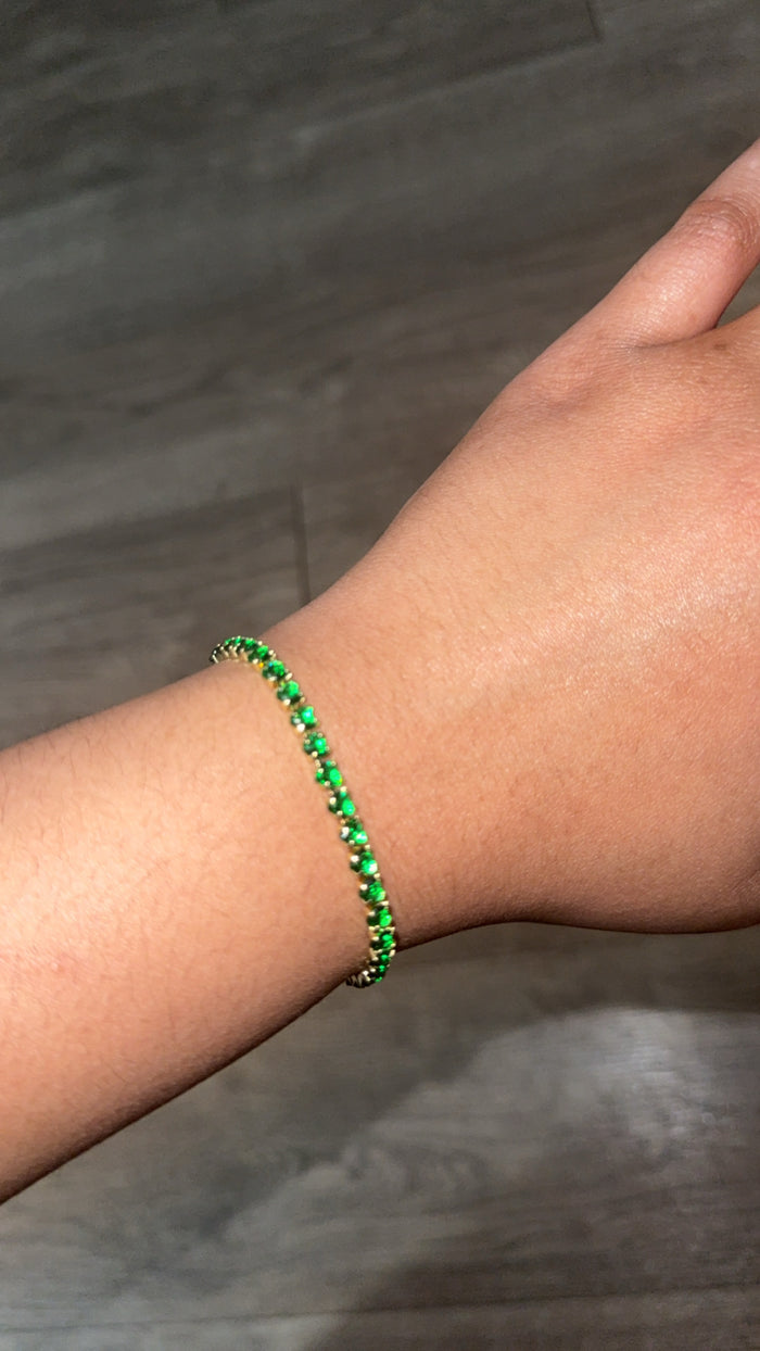 Green Heart Tennis Bracelet