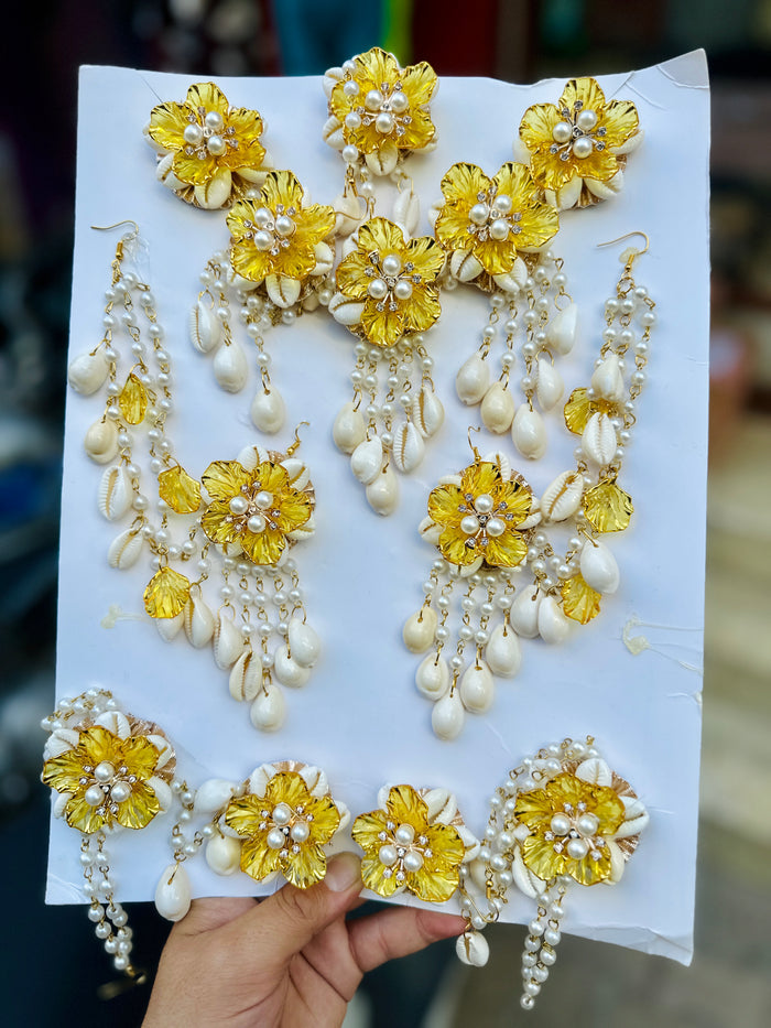 Haldi Yellow Shade Shells Jewellery K120
