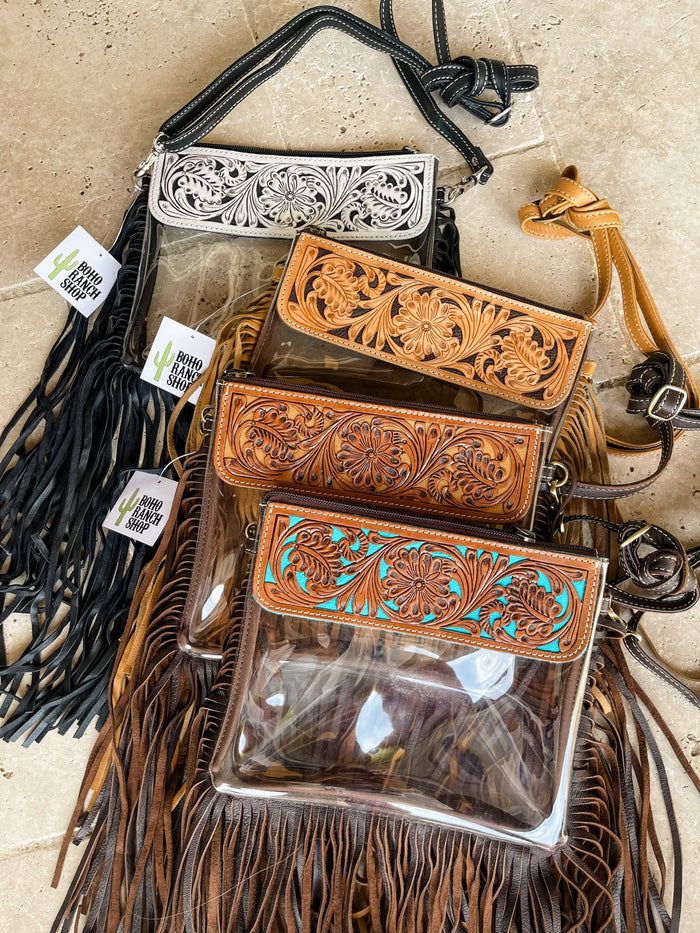 Hand Tooled Clear Crossbody