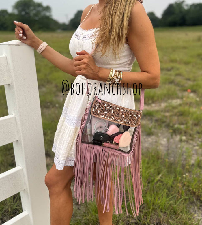 Hand Tooled Clear Crossbody