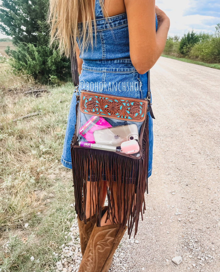 Hand Tooled Clear Crossbody