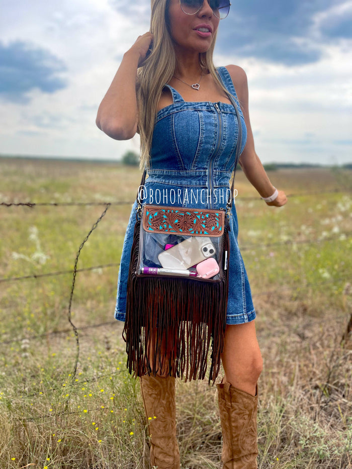 Hand Tooled Clear Crossbody