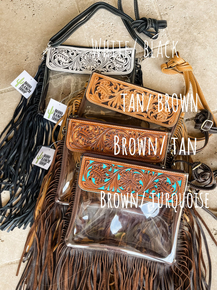 Hand Tooled Clear Crossbody