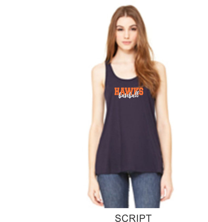 Hawks Baseball Flowy Tank- 2 designs- Matte or Glitter