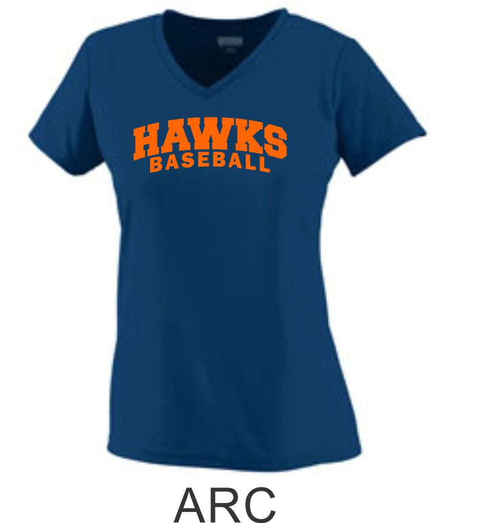 Hawks Baseball Ladies Wicking T-Shirt- 3 Designs
