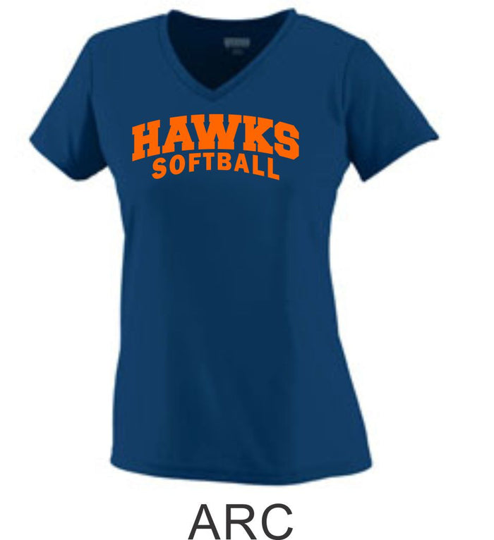 Hawks Baseball Ladies Wicking T-Shirt- 3 Designs