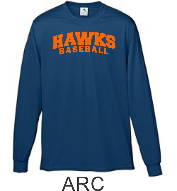 Hawks Baseball Wicking Long Sleeve Tee- 4 Designs