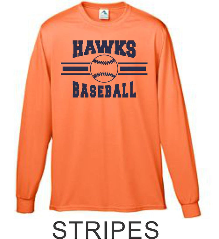 Hawks Baseball Wicking Long Sleeve Tee- 4 Designs