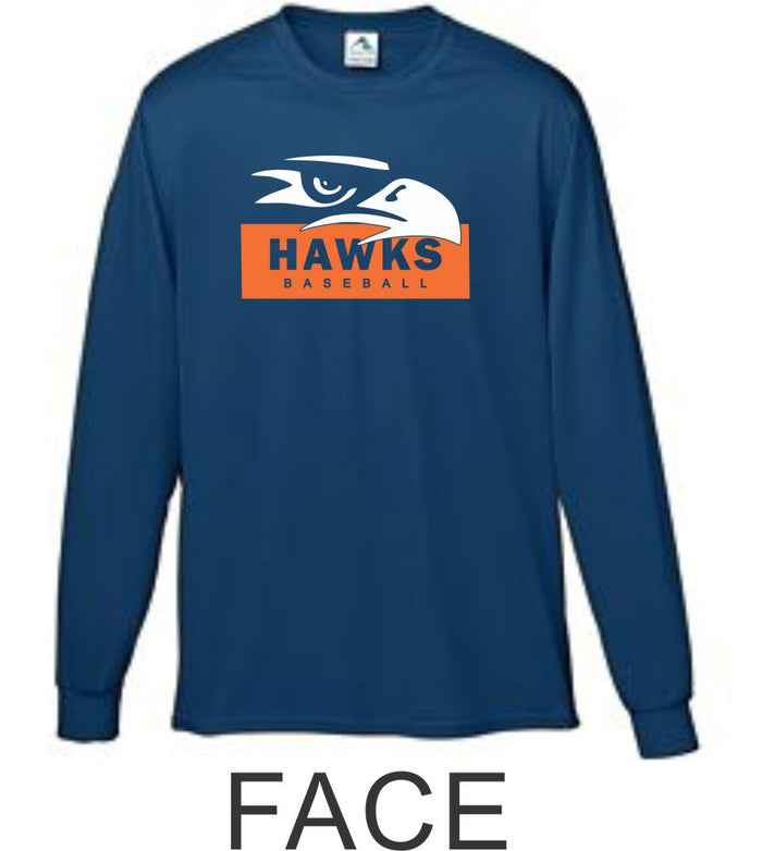 Hawks Baseball Wicking Long Sleeve Tee- 4 Designs