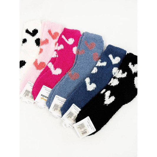 Heart Printed Soft Fuzzy Socks