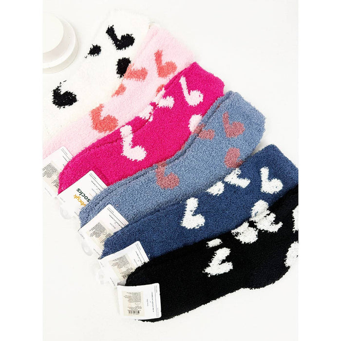 Heart Printed Soft Fuzzy Socks