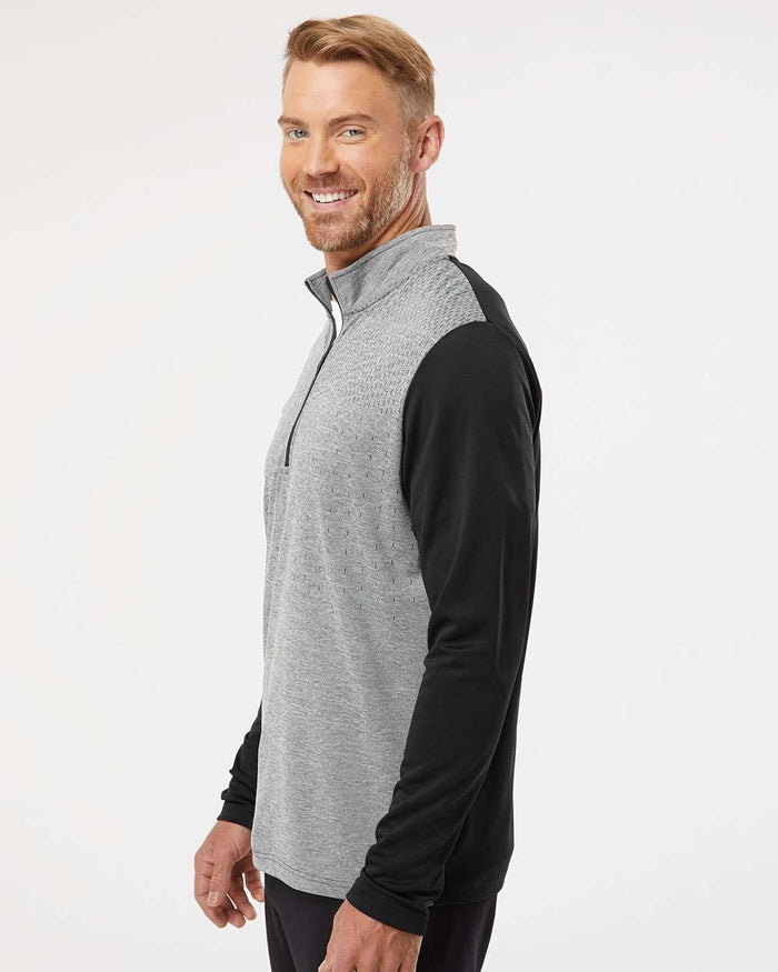 no-logo Adidas Heather Block Print Quarter-Zip Pullover-Outerwear-Adidas-Thread Logic